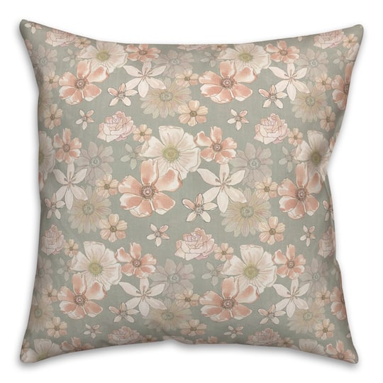 Watercolor Florals Throw Pillow